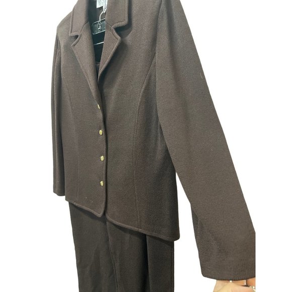 St. John Collection Brown Wool Blend Jacket Pant Suit - Picture 6 of 14